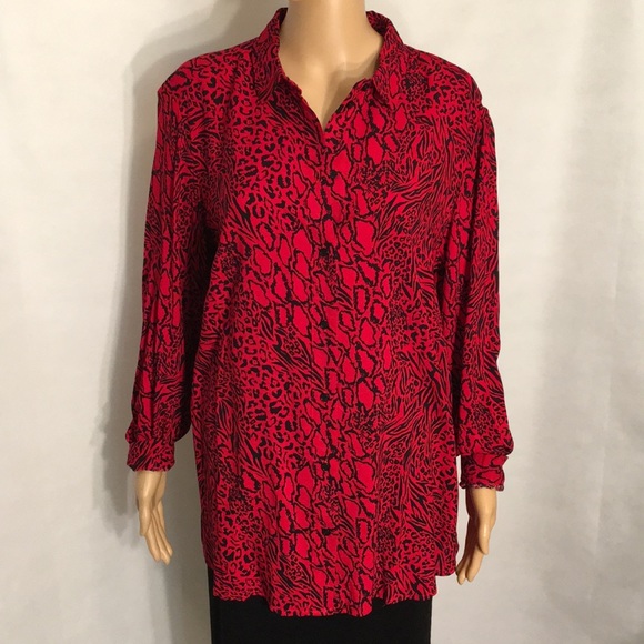 NWT H&M Cool Red & Black Print Tunic Blouse - Picture 4 of 16